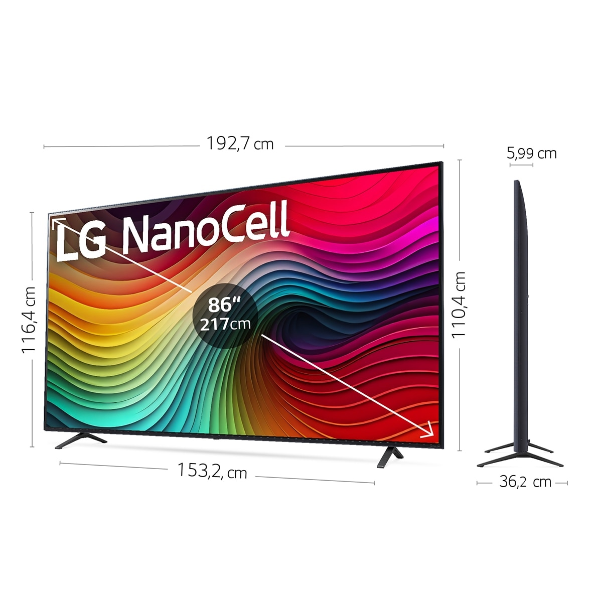 TV LED NanoCell 217cm (86") LG 86NANO81T6A 4K con Smart TV WebOS24 (Reacondicionado Grado A) Negro / Azul-2