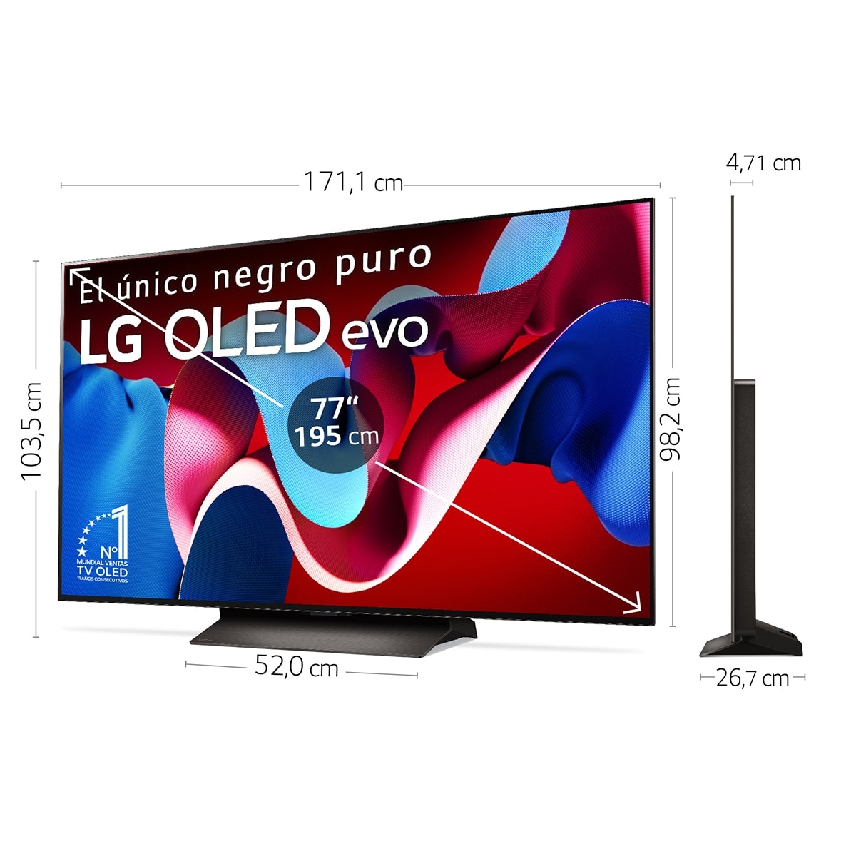 TV OLED 195cm (77") LG OLED77C46LA 4K con Smart TV WebOS24 (Reacondicionado Grado D) Negro / Marrón-2