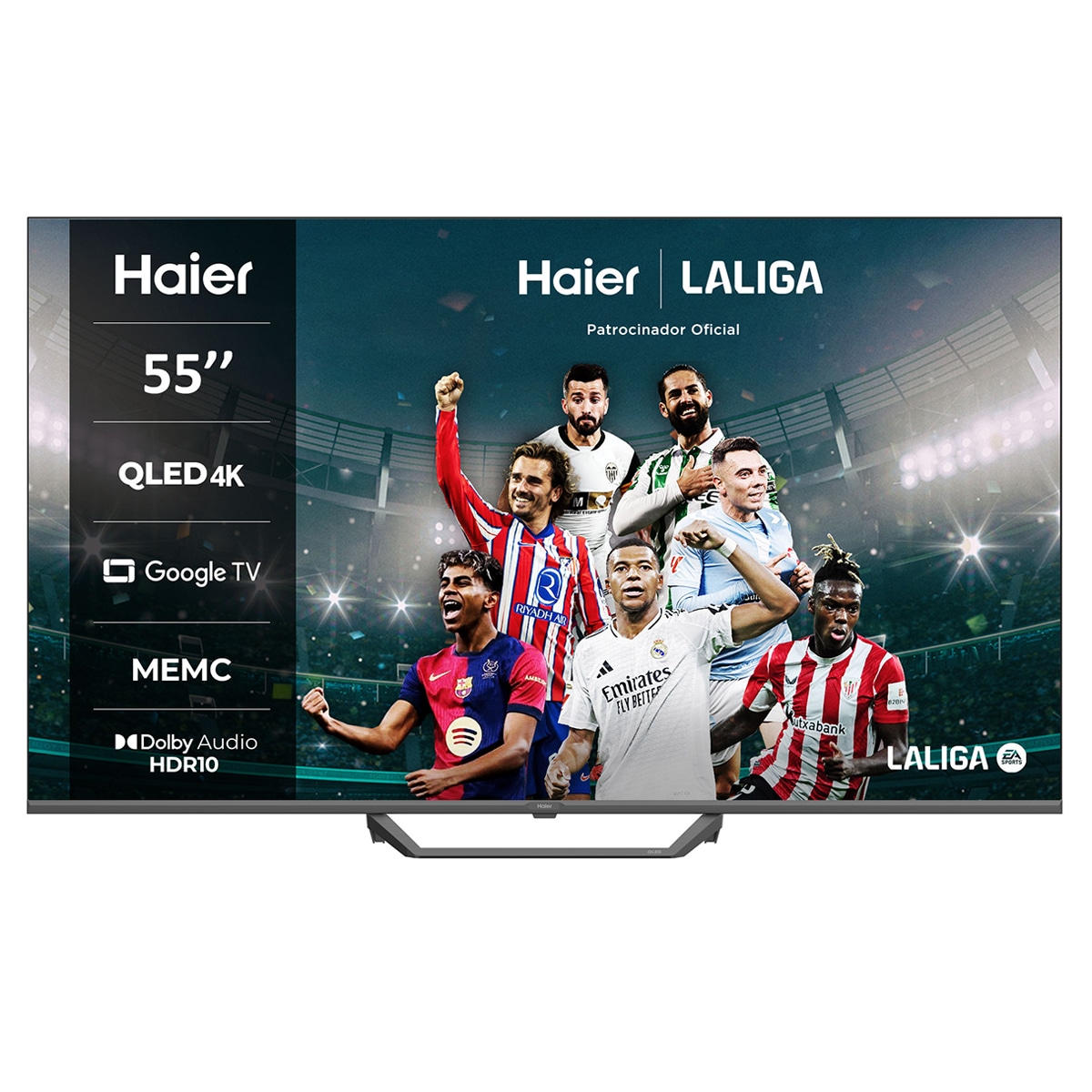 TV QLED 140cm (55") Haier H55S80EUX S80E Series, UHD 4K, Smart Google TV, HDR10 (Reacondicionado A estrenar) Negro-1