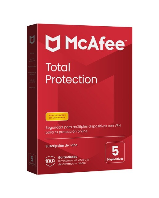 McAfee Total Protection, 5 dispositivos (Windows/Mac/Android/iOS/ChromeOS) - Suscripción de 1 año