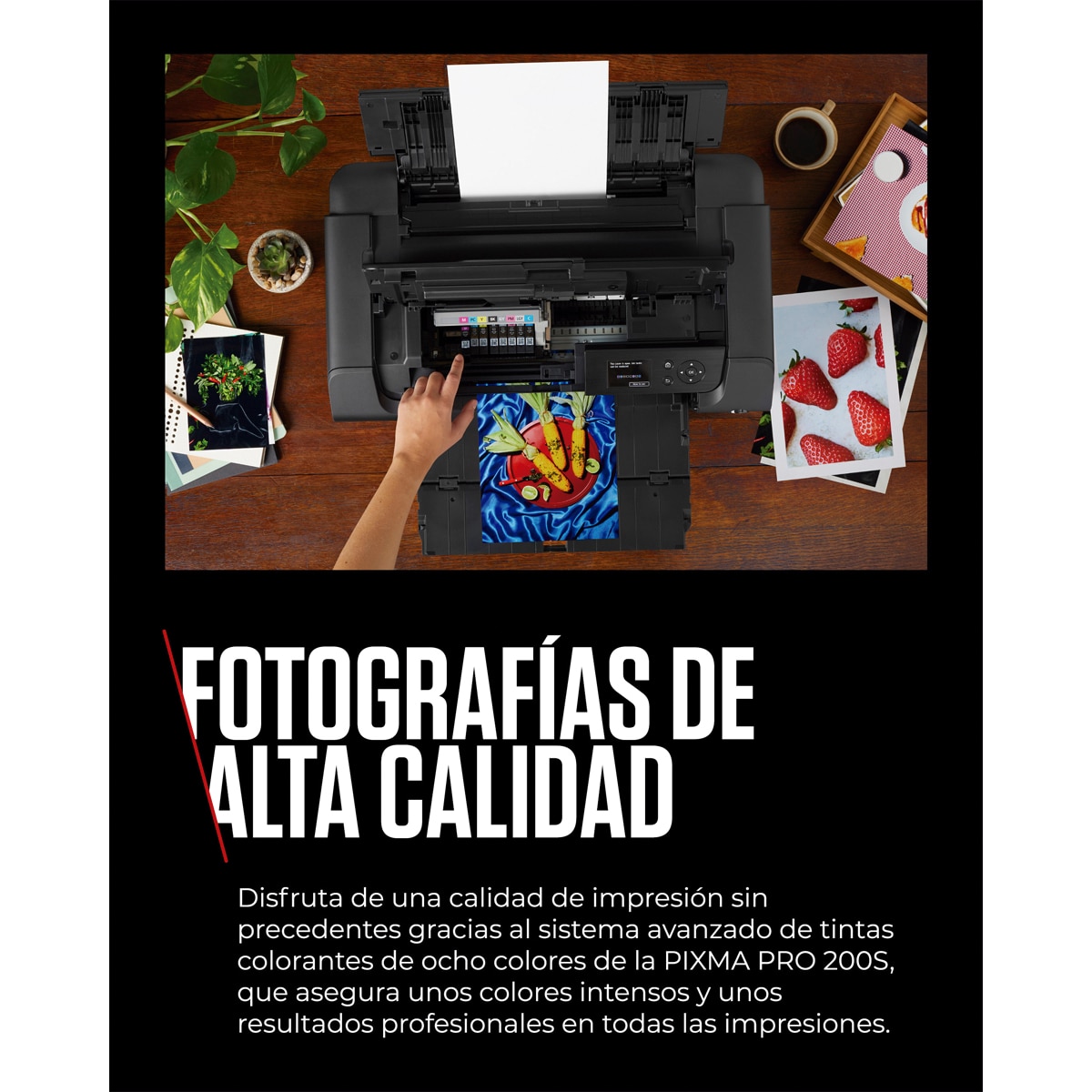 Impresora fotográfica Canon PIXMA PRO-200S, Compatible con A3+, Wi-Fi y Ethernet Negro-3