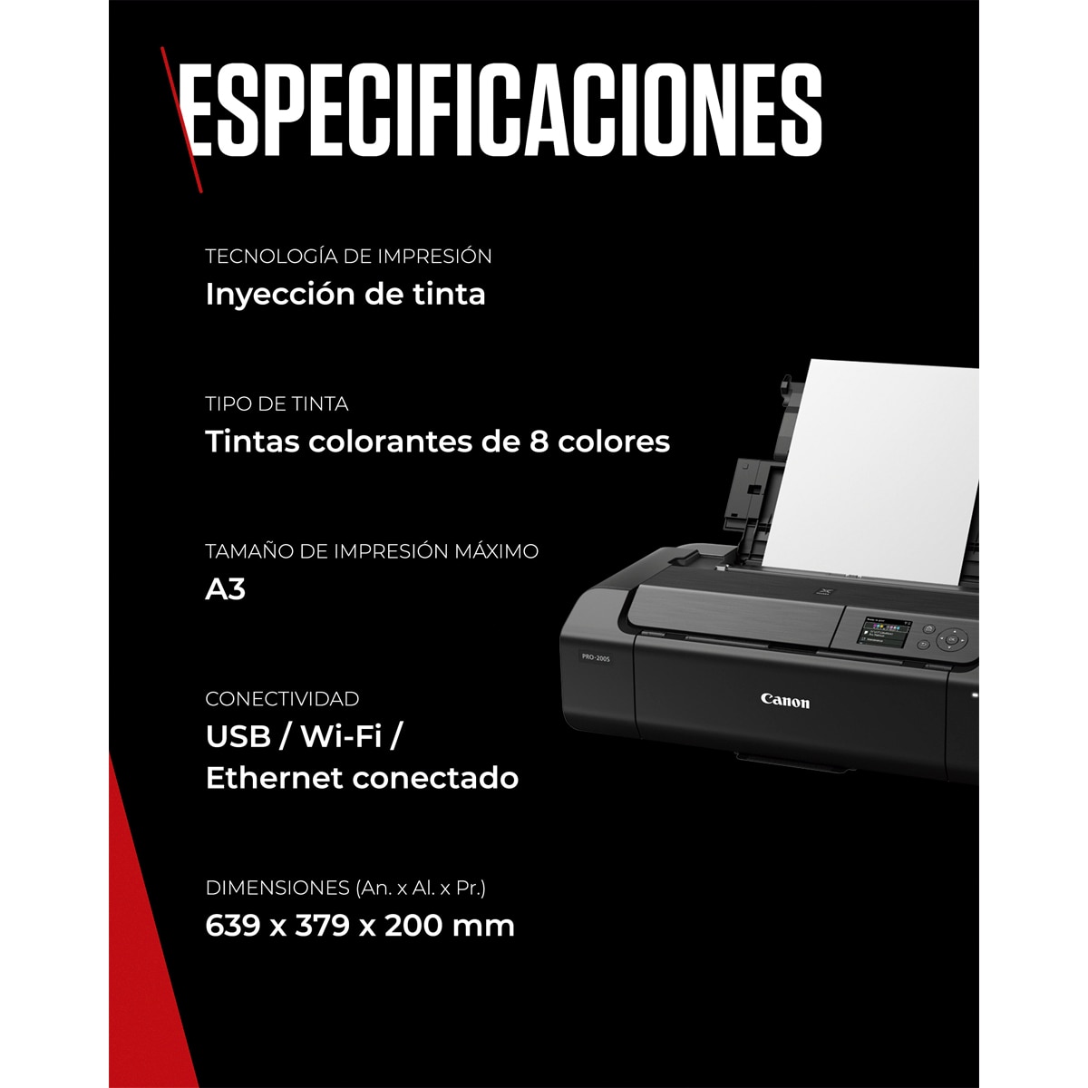 Impresora fotográfica Canon PIXMA PRO-200S, Compatible con A3+, Wi-Fi y Ethernet Negro-8