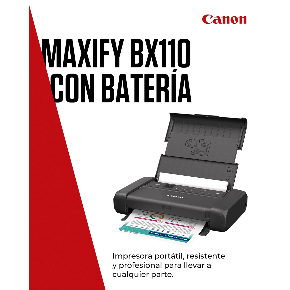 Impresora Canon MAXIFY BX110 con batería recargable, Wi-Fi, carga vía USB, preparada para tablet y smartphone Blanco-2