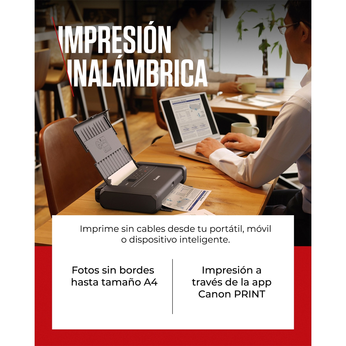 Impresora Canon MAXIFY BX110 con batería recargable, Wi-Fi, carga vía USB, preparada para tablet y smartphone Blanco-4