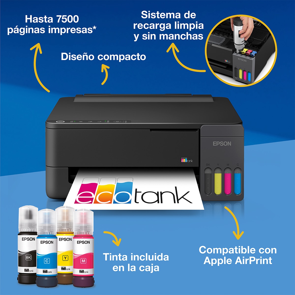 Impresora Rellenable Tinta Epson EcoTank ET-1910 - Negro Negro-2