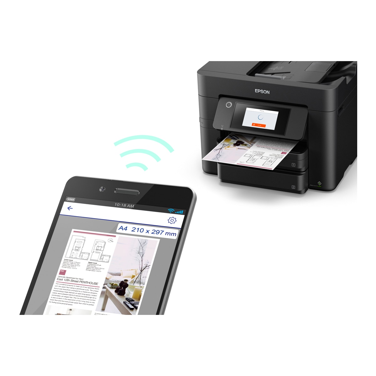 Impresora Multifunción tinta Epson WorkForce Pro WF-4830DTWF, Fax y Wi-Fi Negro-5