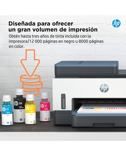Impresora Multifunción Rellenable Tinta HP Smart Tank 7306 Wi-Fi Blanco / Azul-7
