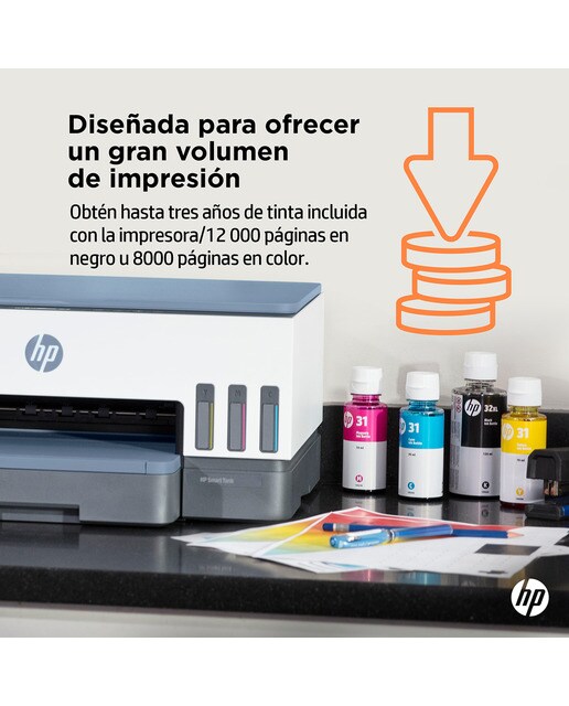 Impresora Multifunción Rellenable Tinta HP Smart Tank 7006 Wi-Fi Blanco / Azul-7