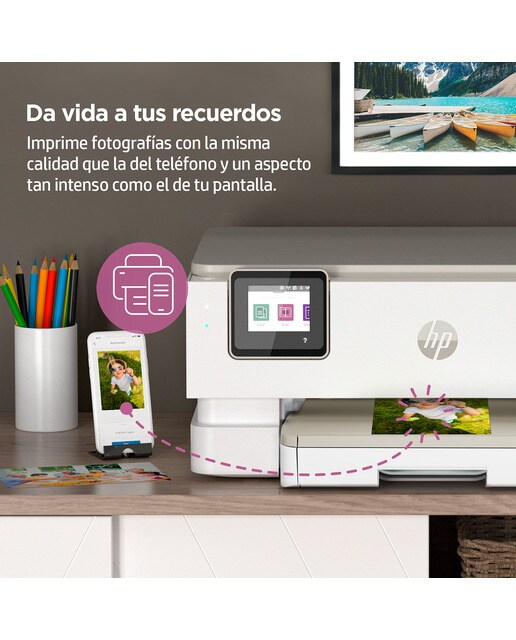 Impresora Multifunción HP Envy Inspire 7224e, WiFi, USB, color, doble cara, compatible con Instant Ink Beige / Blanco-5