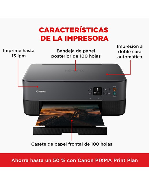 Impresora multifunción tinta Canon PIXMA TS5350i, Wi-Fi. Compatible PIXMA Print Plan Negro-3