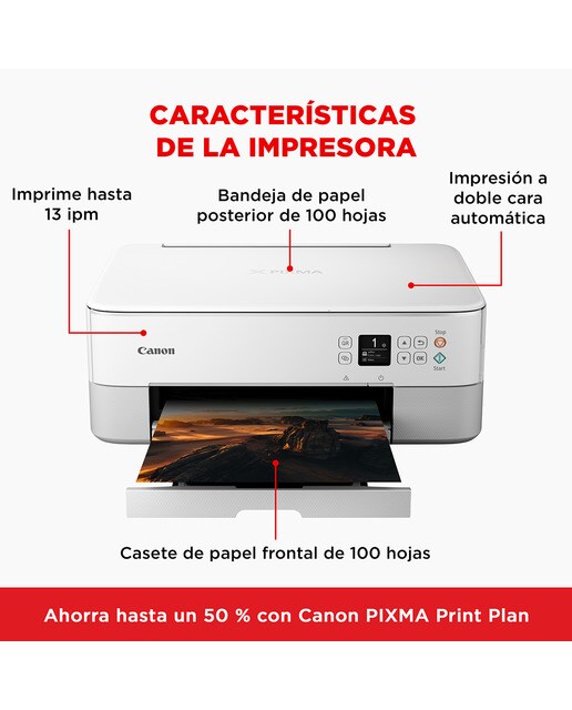 Impresora multifunción tinta Canon PIXMA TS5351i, Wi-Fi. Compatible PIXMA Print Plan Blanco-3