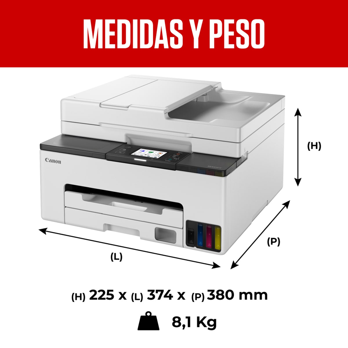 Impresora Multifunción 4 en 1 Canon MAXIFY GX2050 MegaTank con ADF, Wi-Fi, Ethernet y depósitos de tinta rellenables Blanco-2