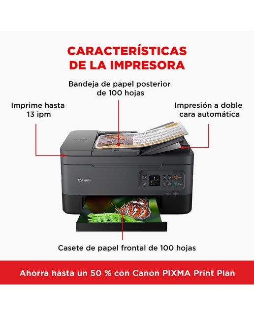 Impresora Multifunción 3 en 1 Canon PIXMA TS7450i, impresión a doble cara automática, ADF y WiFi. Compatible con PIXMA Print Plan Negro-3