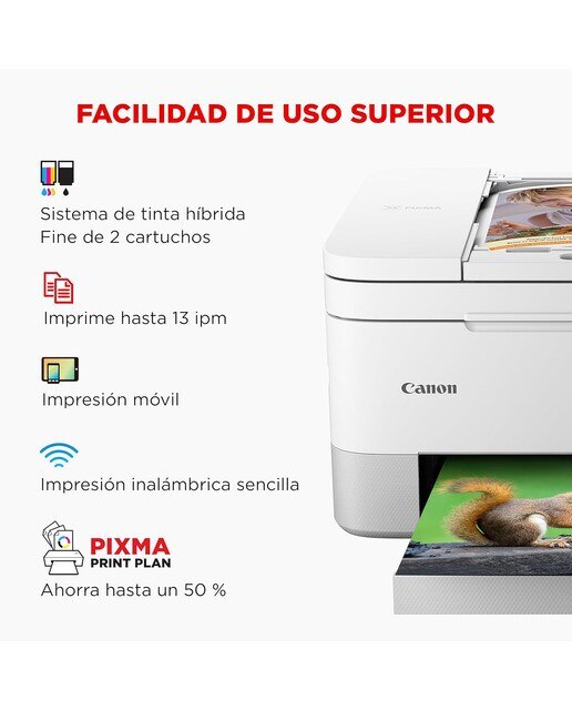 Impresora Multifunción 3 en 1 Canon PIXMA TS7451i, impresión a doble cara automática, ADF y WiFi. Compatible con PIXMA Print Plan Blanco-4