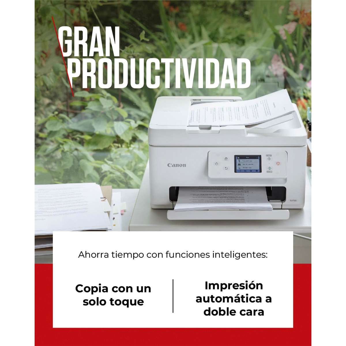 Impresora Multifunción 3 en 1 Canon PIXMA TS7750i, imprsión adoble cara automática, ADF y WiFi. Compatible con PIXMA Print Plan Blanco-5
