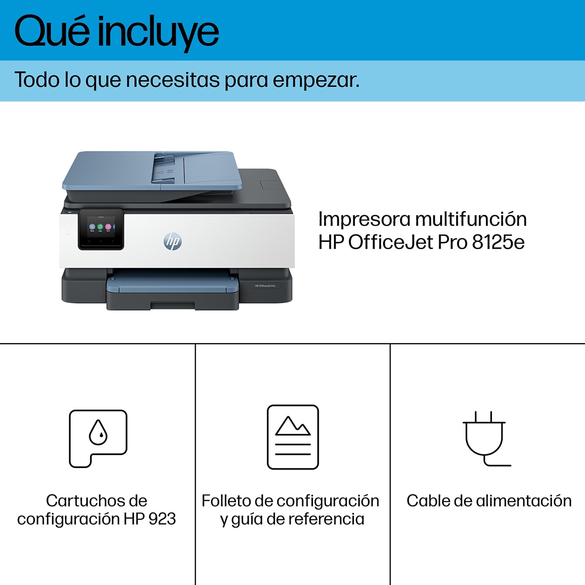 Impresora multifunción HP OfficeJet Pro 8125e, Fax móvil, Wi-Fi, compatible con Instant Ink Blanco / Gris-7