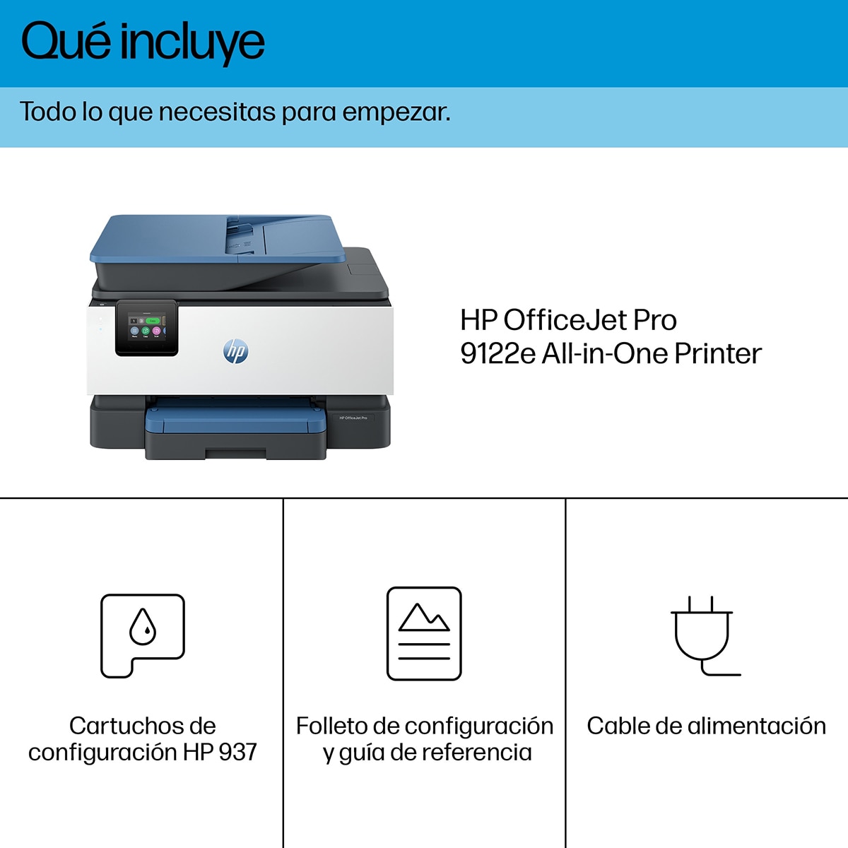 Impresora multifunción HP OfficeJet Pro 9122e, Fax, Wi-Fi, compatible con Instant Ink Blanco-6