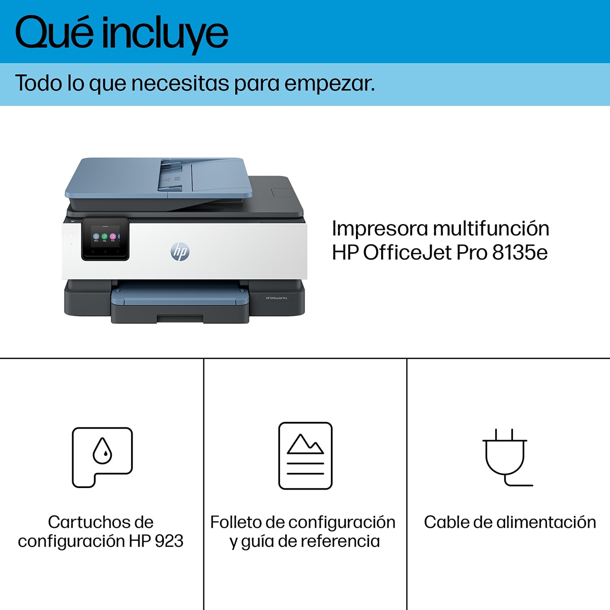Impresora Multifunción HP OfficeJet Pro 8135e, Fax, Wi-Fi, compatible con Instant Ink - Blanco / Azul Blanco / Azul-8