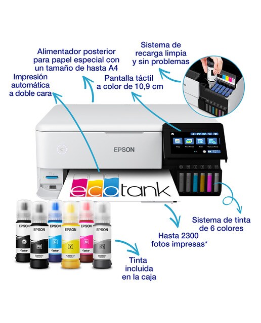 Impressora Multifunçõs Recarregável Epson EcoTank ET-8500 Wi-Fi Branco-3