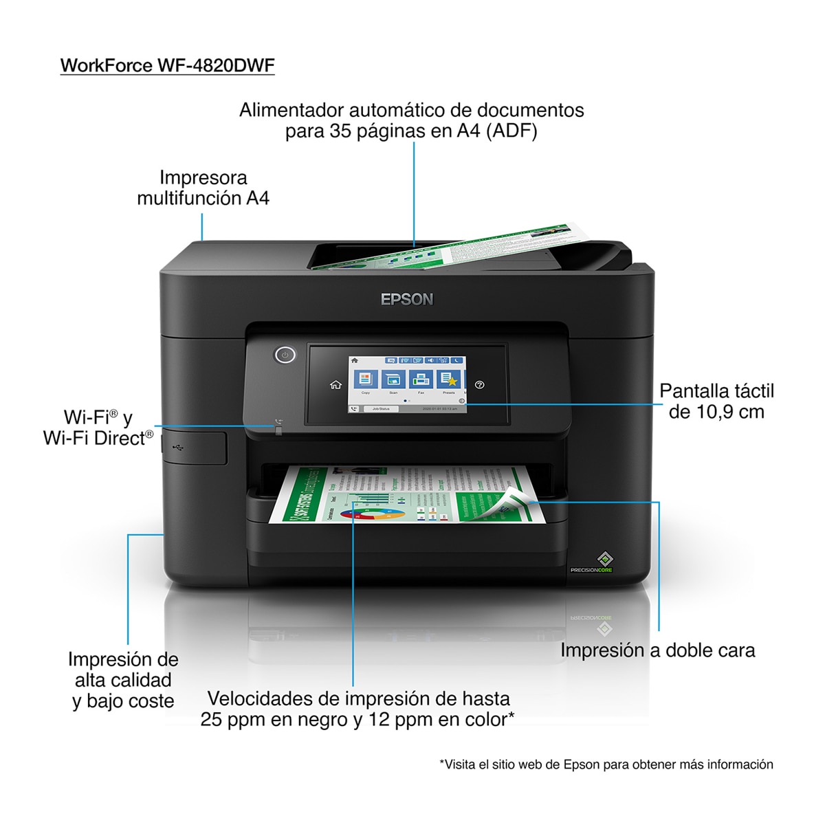 Multifunción Epson Workforce Pro WF-4820DWF Wi-Fi, Fax Negro-2