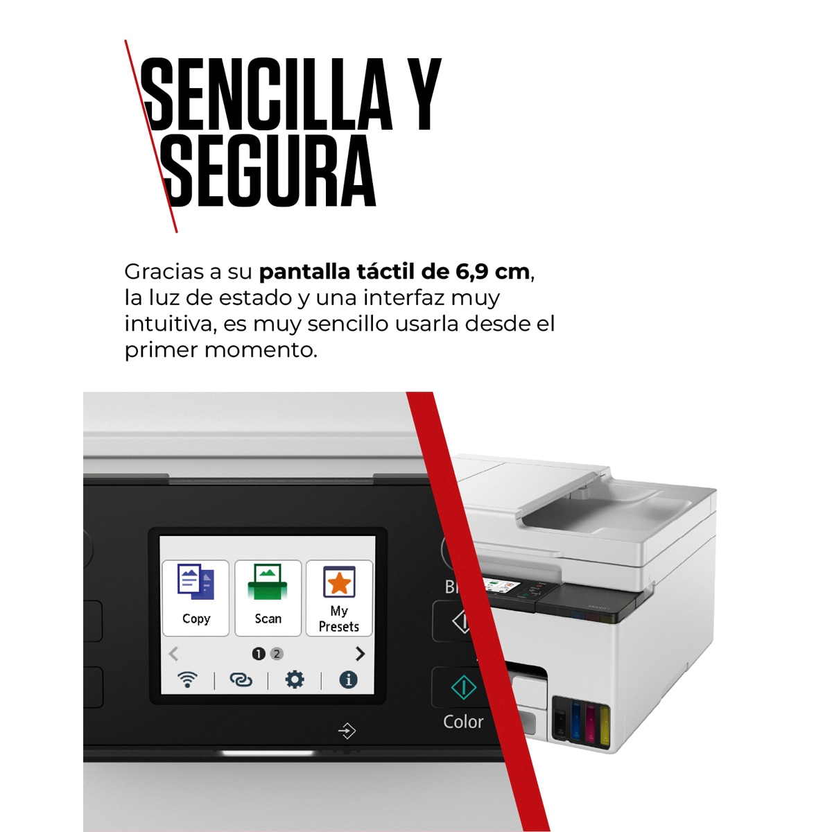 Impresora Multifunción Canon 4 en 1 MAXIFY GX2050 MegaTank con ADF, Wi-Fi, depósitos de tinta rellenables, 2 botellas negras extra Blanco-5