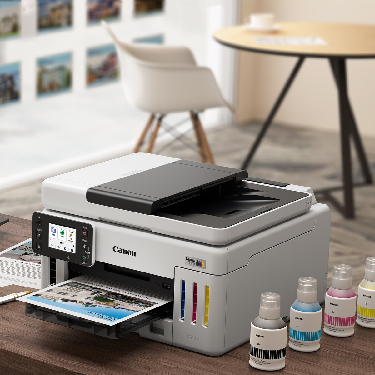 Impresora Multifunción Canon 3 en 1 MAXIFY GX6150 MegaTank con ADF de 50 hojas, Wi-Fi, depósitos de tinta rellenables Blanco-5