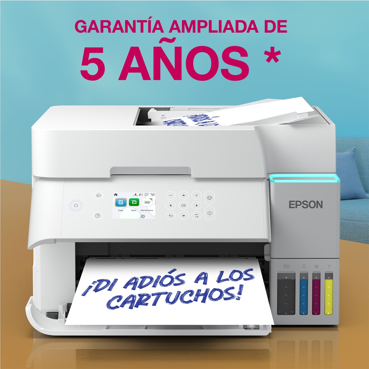 Impresora Mutifunción rellenable tinta Epson EcoTank ET-3956, ADF y Wi-Fi Blanco Blanco-4