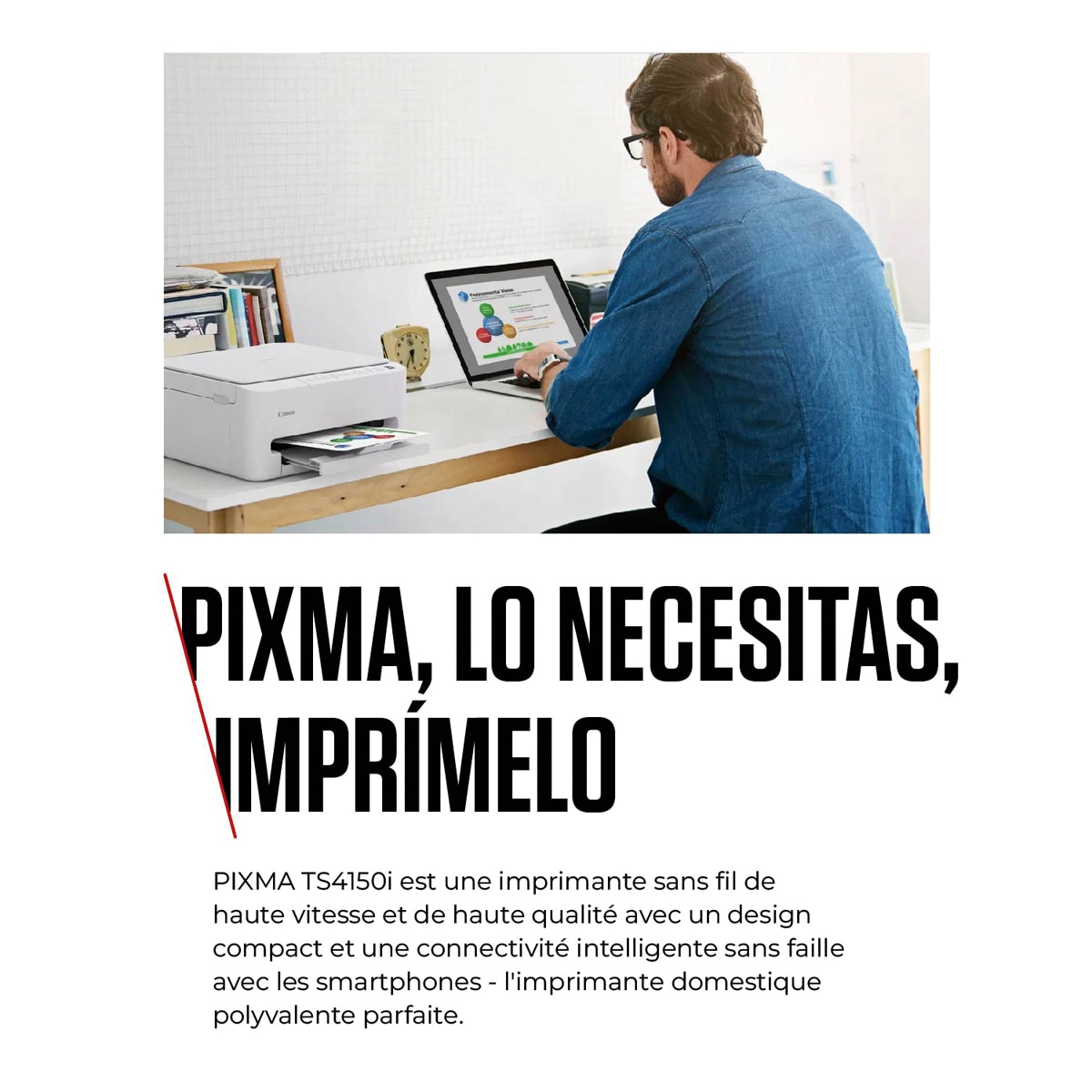 Impresora Multifunción 3 en 1 Canon PIXMA TS4150i de alta velocidad, impresión desde el móvil y WiFi. Compatible con PIXMA Print Plan Blanco-3