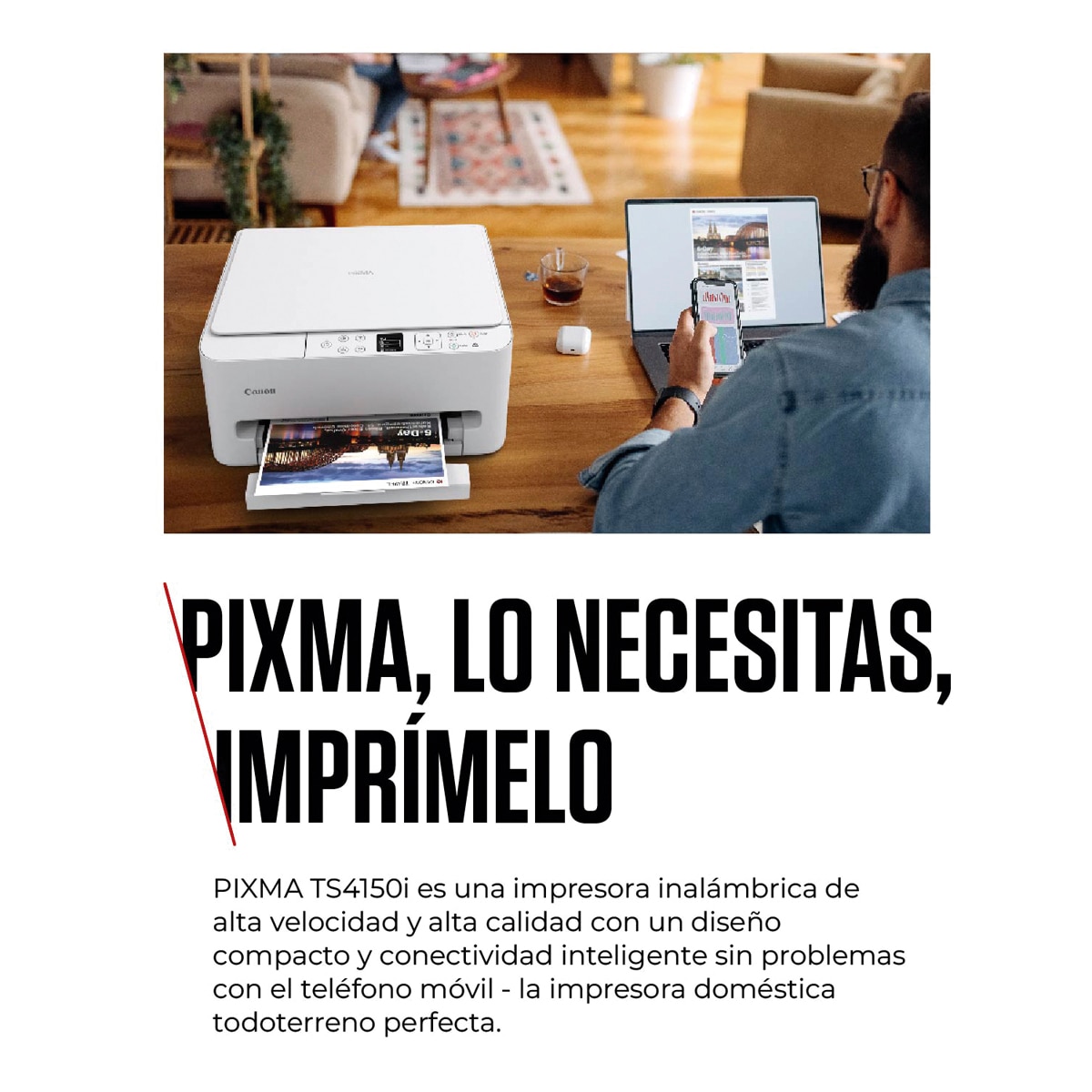 Impresora Multifunción 3 en 1 Canon PIXMA TS6550i con impresión a doble cara automática, pantalla Oled y WiFi. Compatible con PIXMA Print Plan Blanco-3