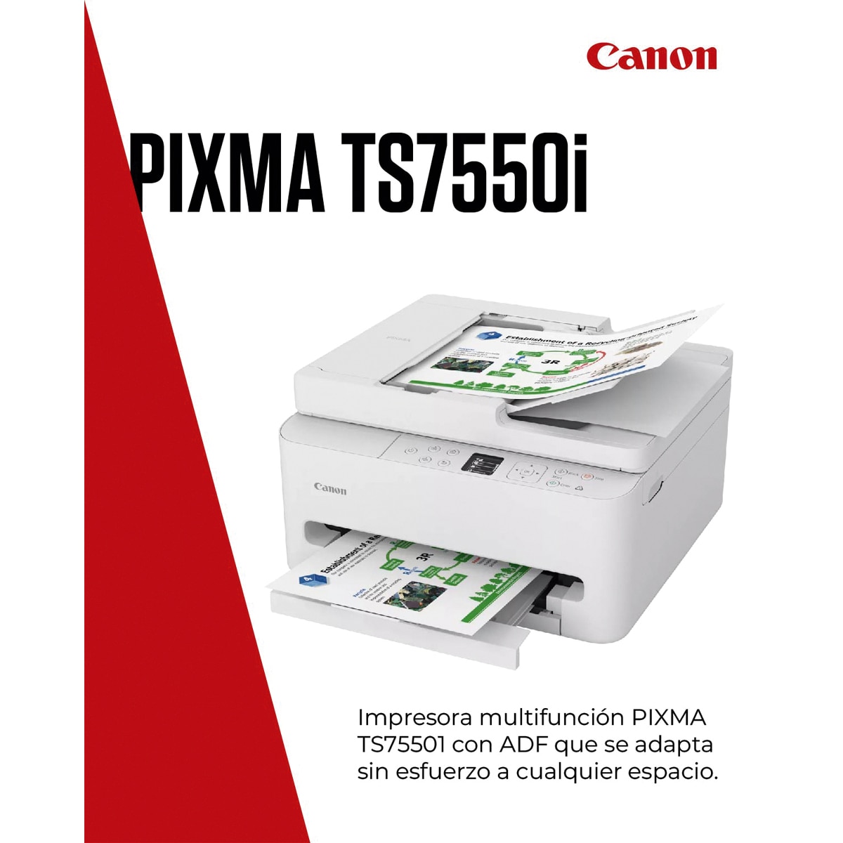 Impresora Multifunción 3 en 1 Canon PIXMA TS7550i de alta velocidad, ADF de 35 hojas y WiFi. Compatible con PIXMA Print Plan Blanco-2