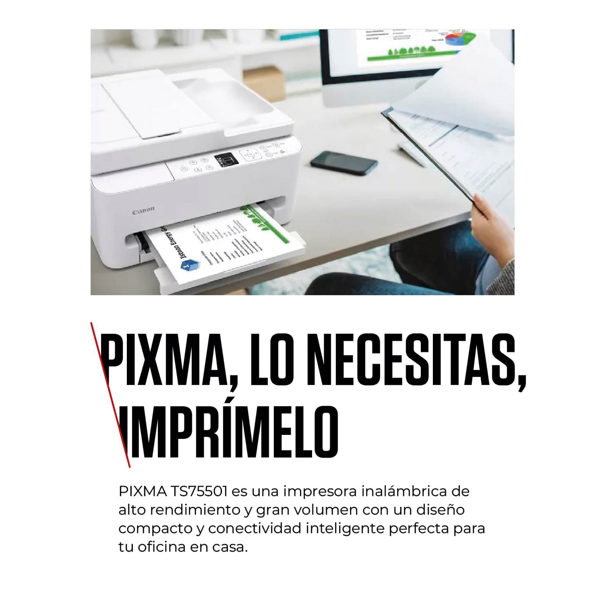 Impresora Multifunción 3 en 1 Canon PIXMA TS7550i de alta velocidad, ADF de 35 hojas y WiFi. Compatible con PIXMA Print Plan Blanco-3