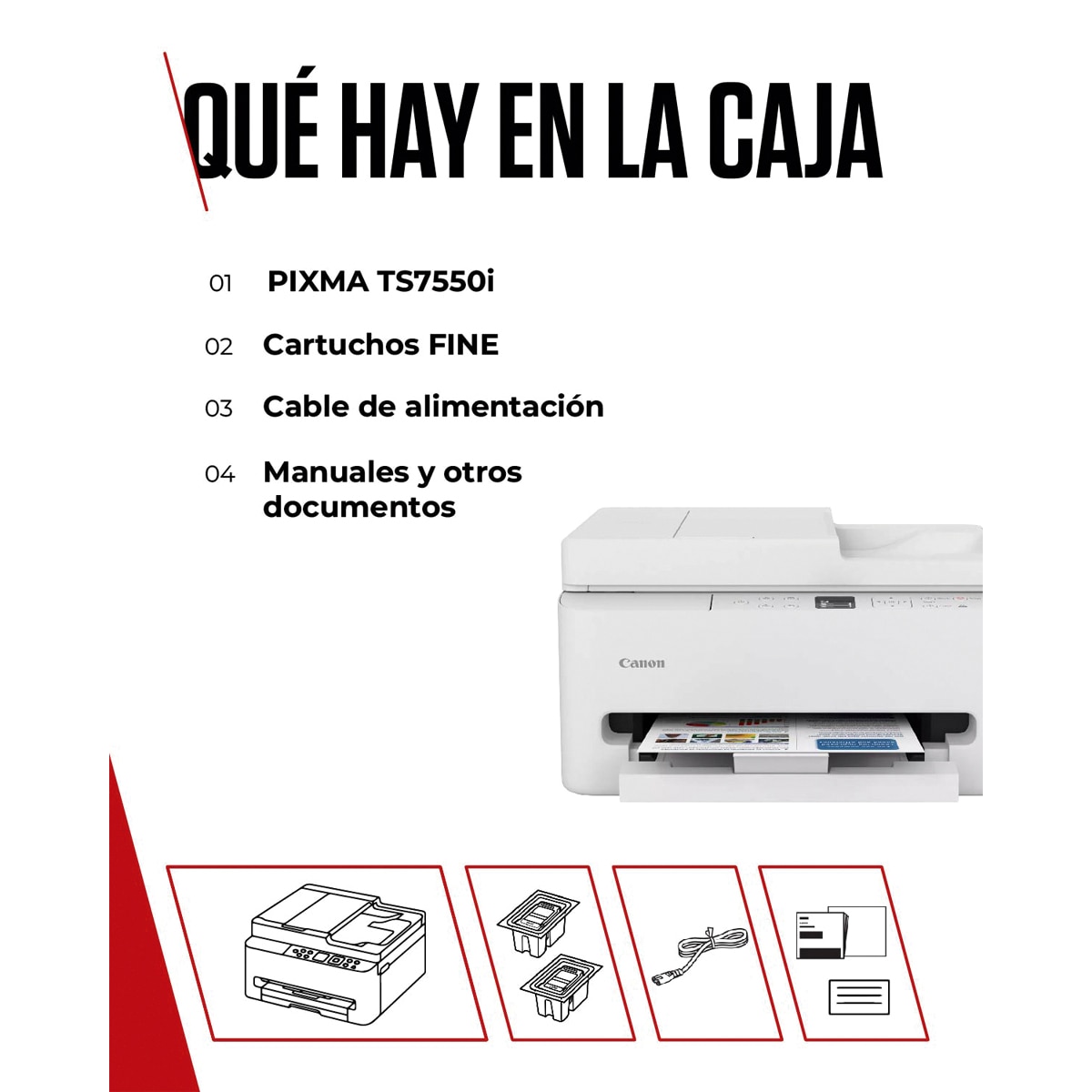 Impresora Multifunción 3 en 1 Canon PIXMA TS7550i de alta velocidad, ADF de 35 hojas y WiFi. Compatible con PIXMA Print Plan Blanco-7