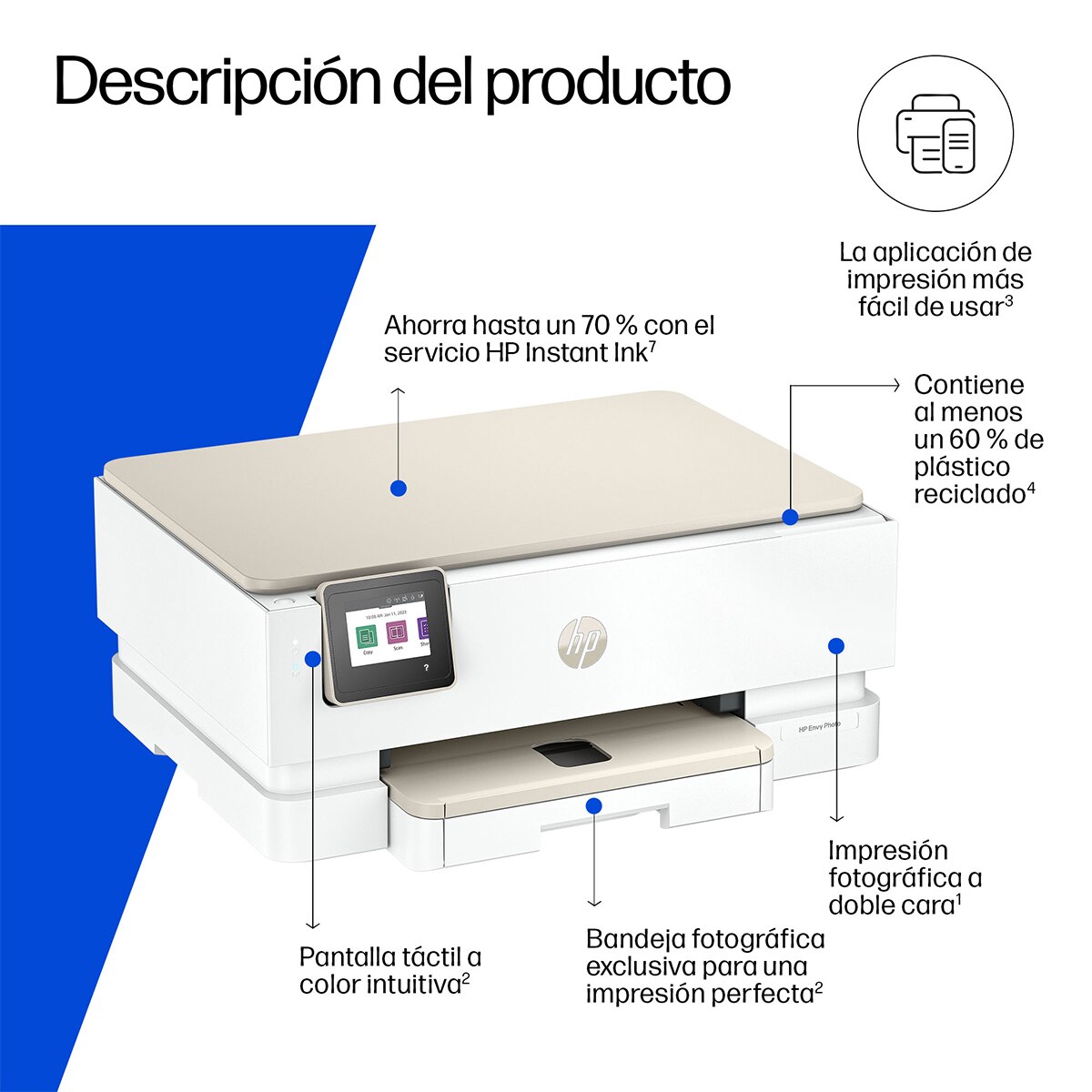 Impresora Multifunción HP Envy Photo 7234 Wi-Fi Blanco / Gris-3
