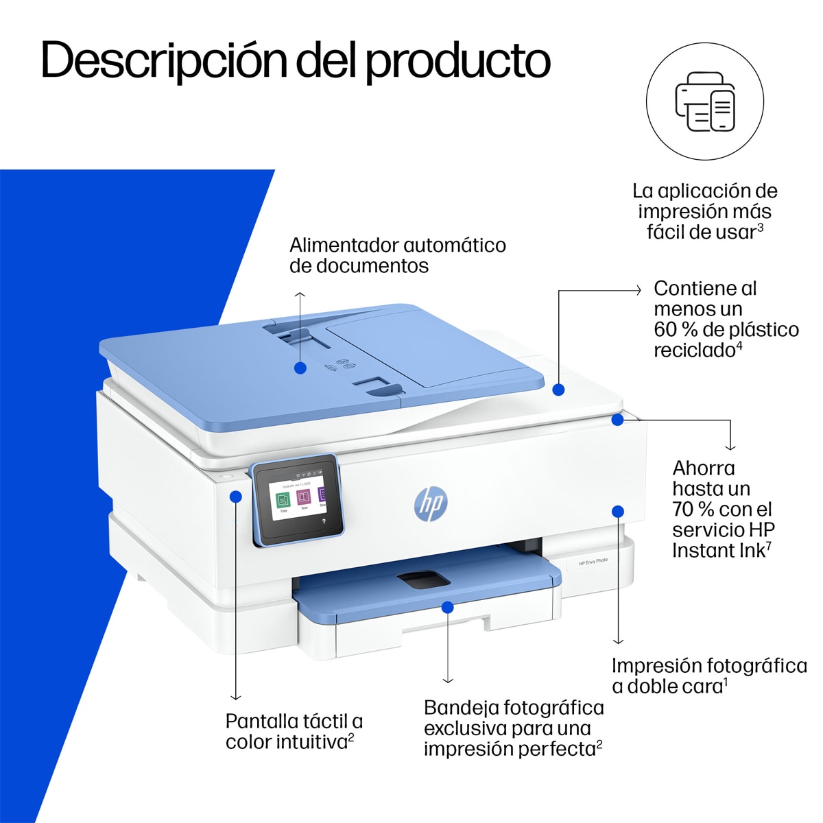 Impresora Multifunción HP Envy Photo 7931 Wi-Fi Blanco / Azul-4