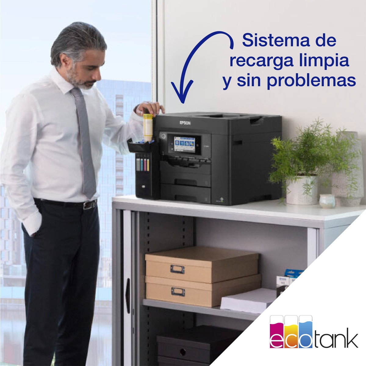 Impresora multifunción rellenable tinta Epson EcoTank ET-5805, A4, Wi-Fi, ADF Negro-6