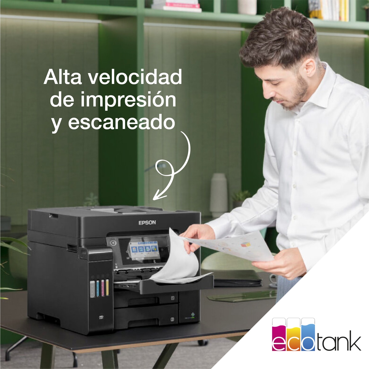 Impresora multifunción rellenable tinta Epson EcoTank ET-5805, A4, Wi-Fi, ADF Negro-7