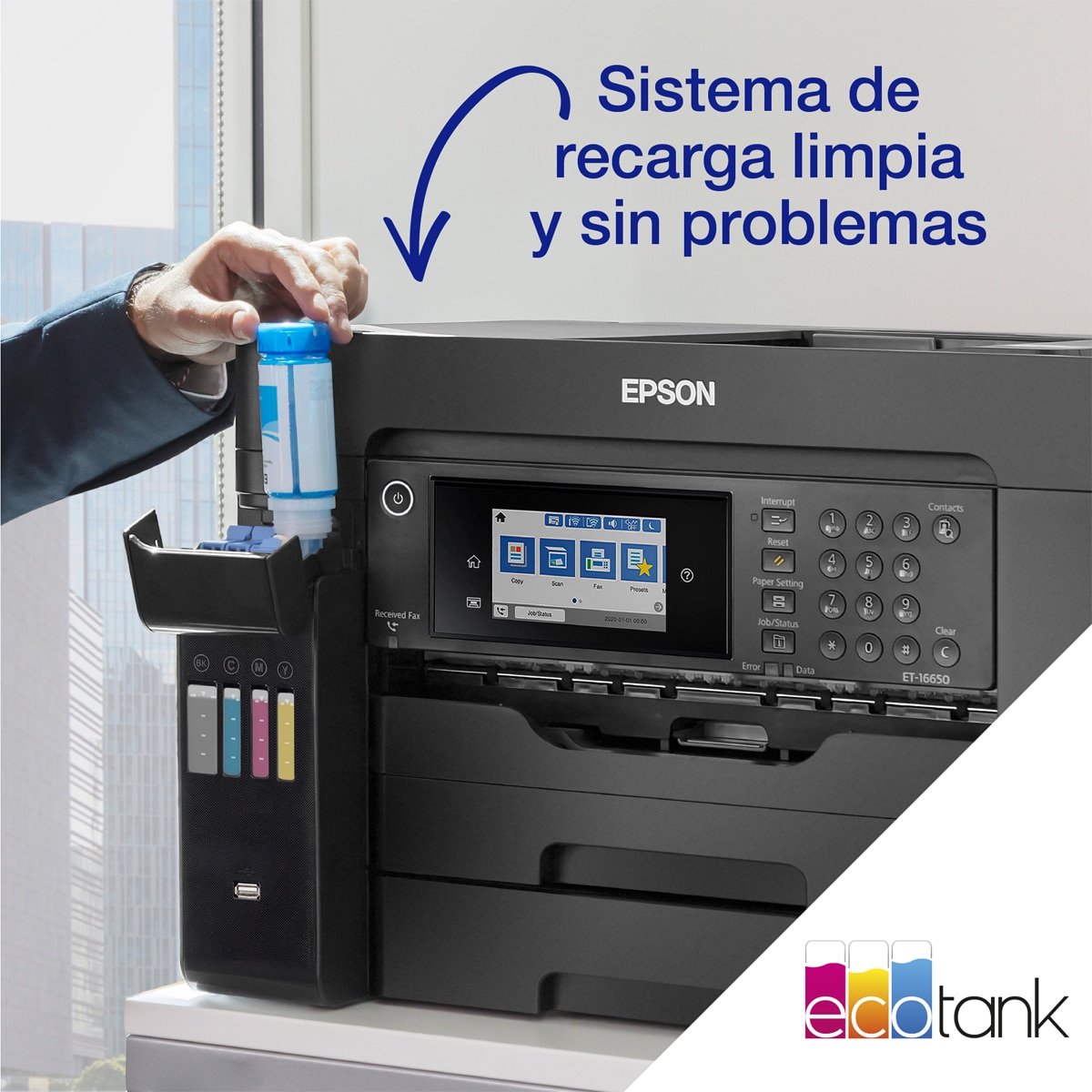 Impresora multifunción rellenable tinta Epson EcoTank ET-16605, A3+, Wi-Fi, ADF Negro-6