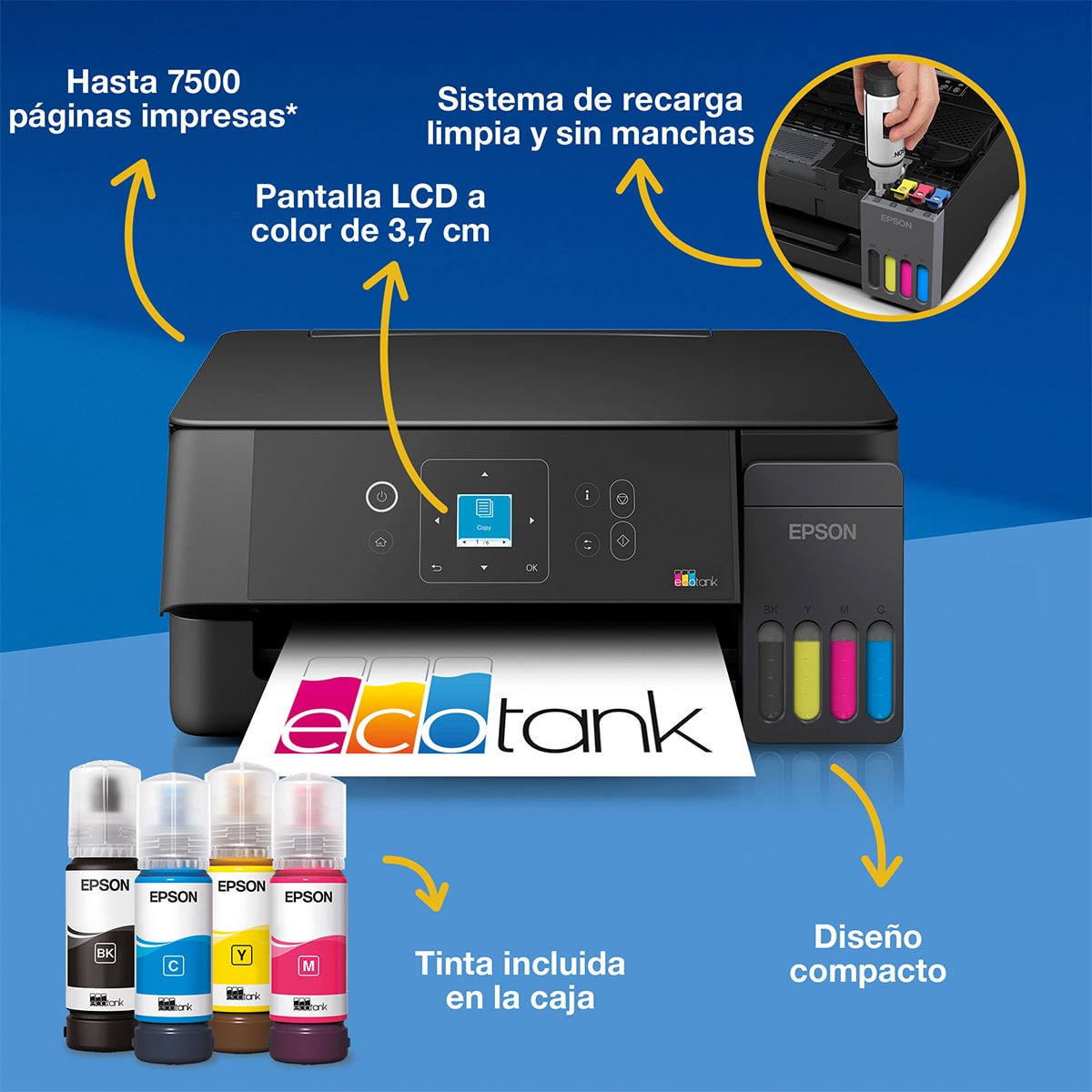 Impresora Multifunción Rellenable Tinta Epson EcoTank ET-2920 - Negro Negro-2