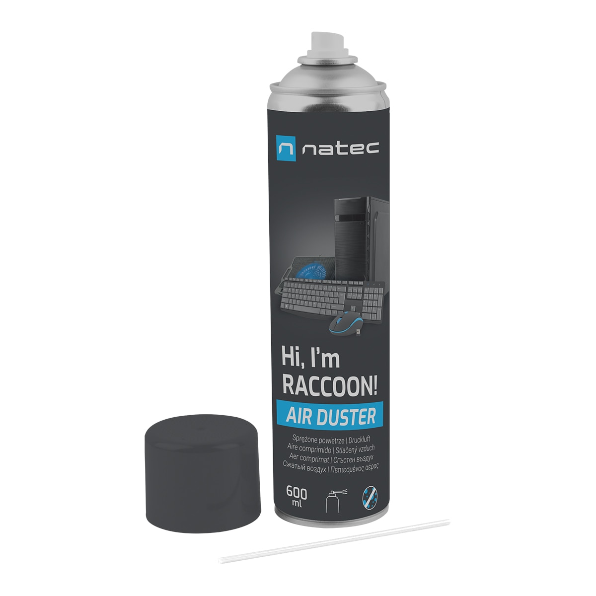 Aire comprimido Natec Raccoon 600ml Negro-2