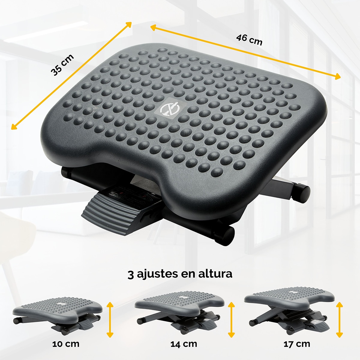 Reposapiés Ergonómico Fellowes Ergo, ajustable en altura e inclinación - Negro Negro-2