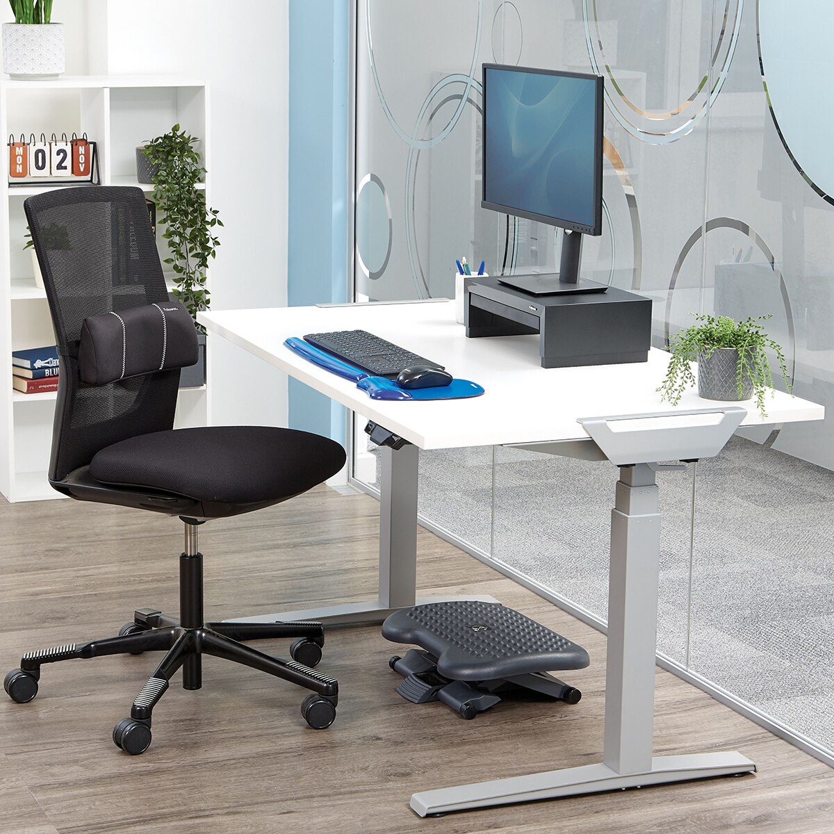 Reposapiés Ergonómico Fellowes Ergo, ajustable en altura e inclinación - Negro Negro-6