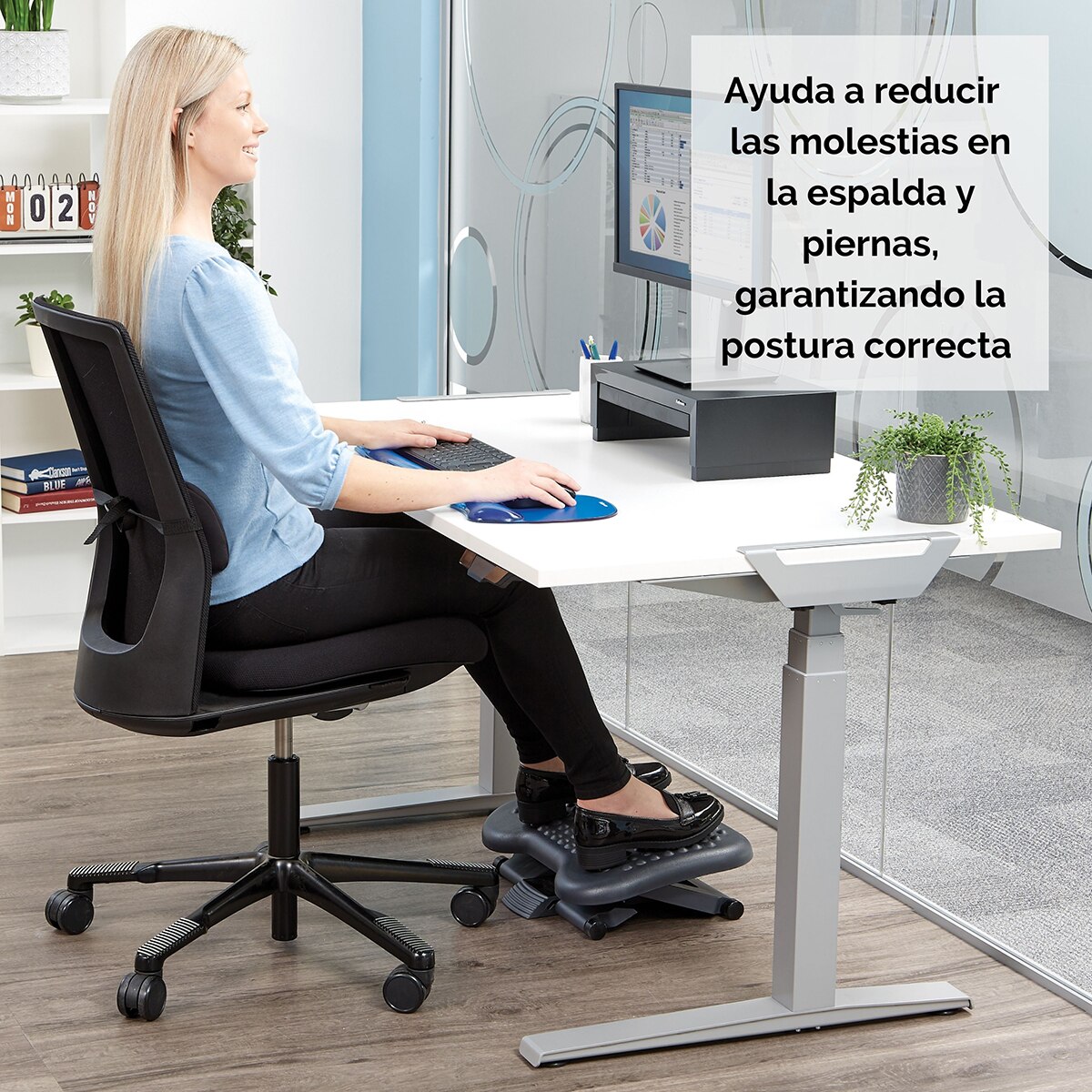 Reposapiés Ergonómico Fellowes Ergo, ajustable en altura e inclinación - Negro Negro-7
