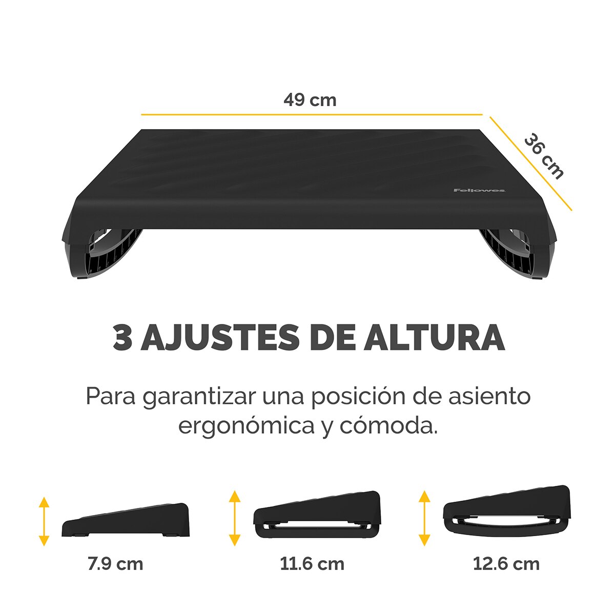 Reposapiés Ergonómico ajustable Fellowes Breyta, 100% reciclable Negro-2