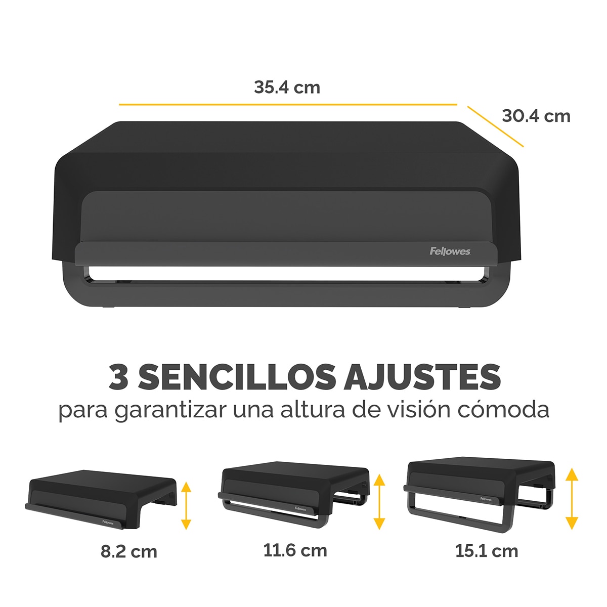 Soporte elevador para monitor Fellowes Breyta negro, 100% reciclable - Negro / Gris Negro / Gris-5