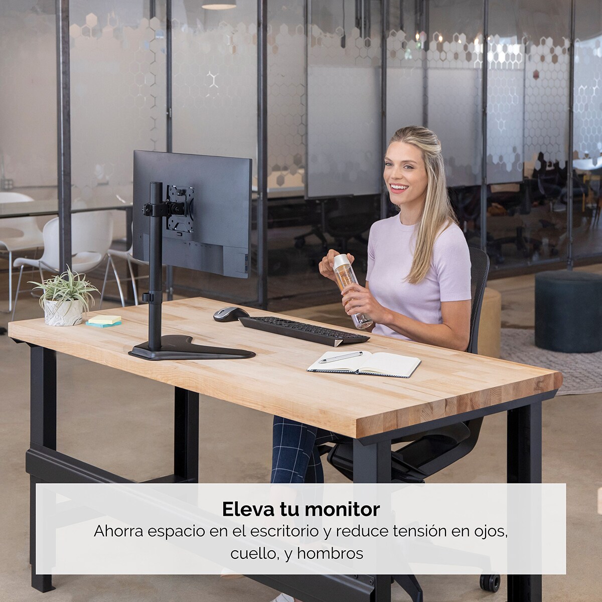 Brazo elevador para monitor con peana Fellowes Seasa, para 1 pantalla Negro-3