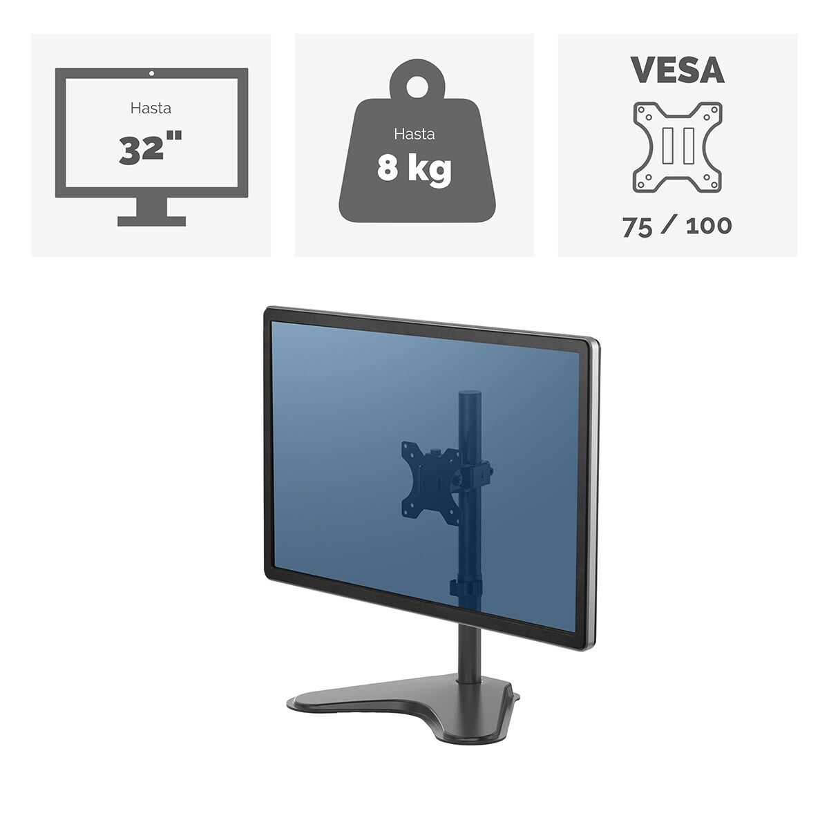 Brazo elevador para monitor con peana Fellowes Seasa, para 1 pantalla Negro-4