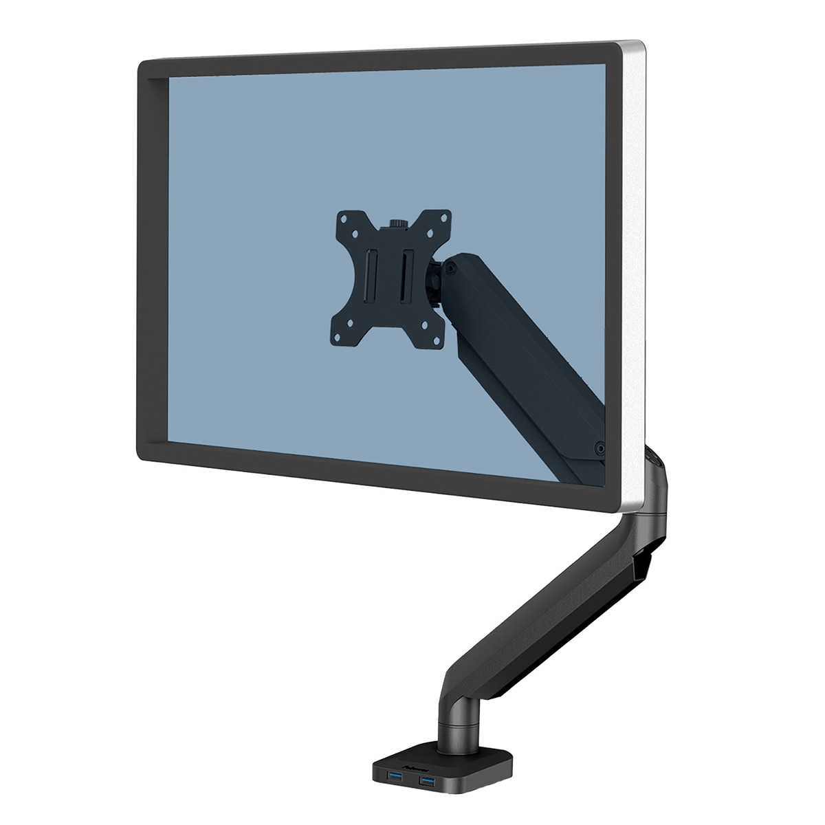Brazo elevador a gas para 1 pantalla Fellowes Platinum, con 2 Puertos USB, - Negro Negro-2