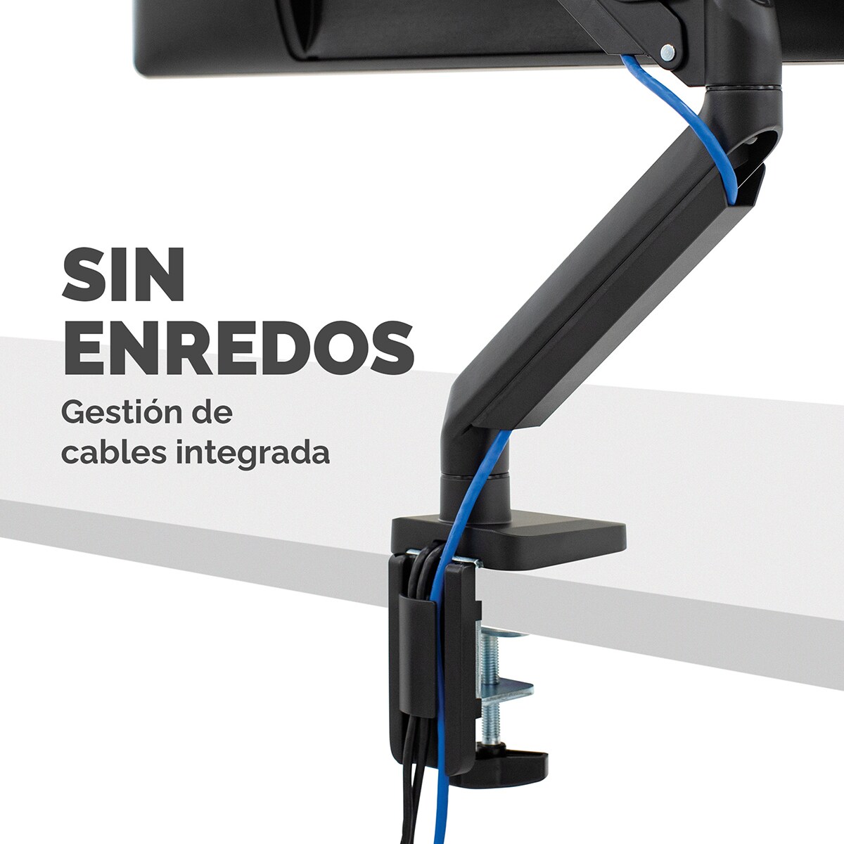 Brazo elevador a gas para 1 pantalla Fellowes Platinum, con 2 Puertos USB, negro  Negro-7