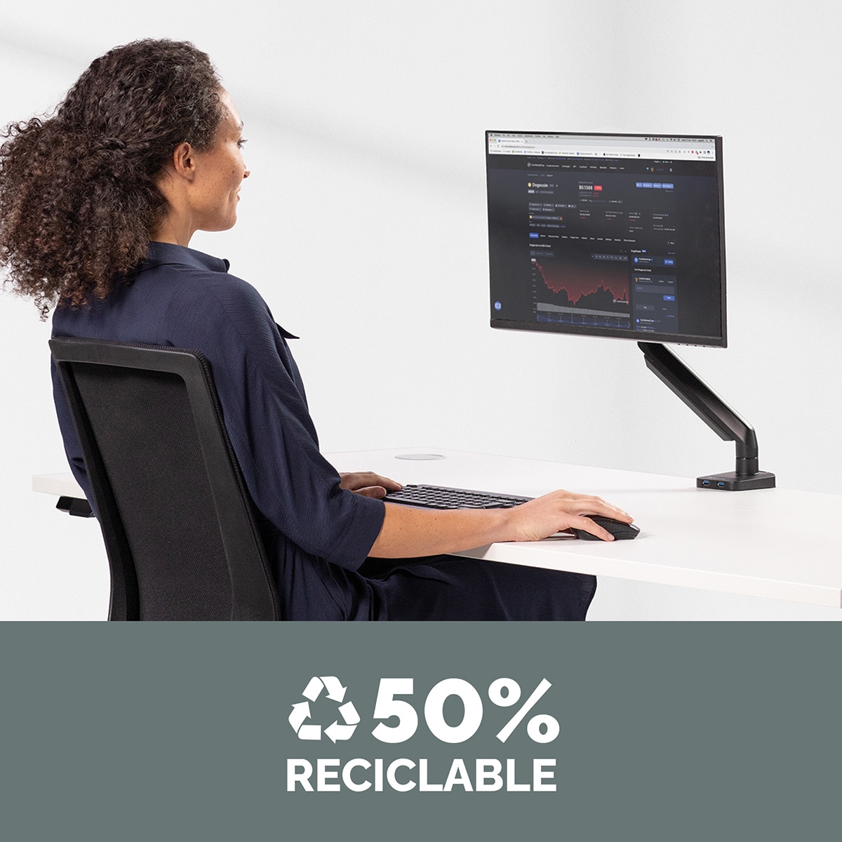 Brazo elevador a gas para 1 pantalla Fellowes Platinum, con 2 Puertos USB, - Negro Negro-8