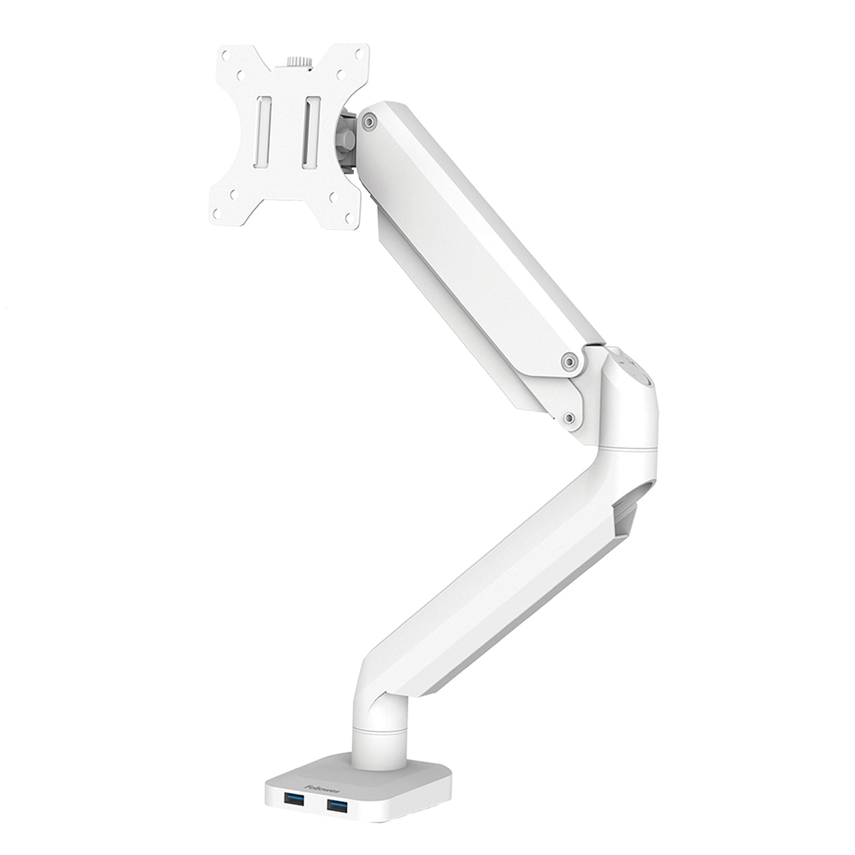 Brazo elevador a gas para 1 pantalla Fellowes Platinum, con 2 Puertos USB, blanco Blanco-1